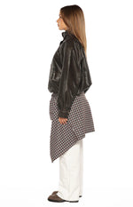 Blakely Brown Funnel Neck PU Jacket Image