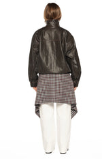Blakely Brown Funnel Neck PU Jacket Image