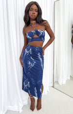 Brianna Navy Mesh Crop Top Image