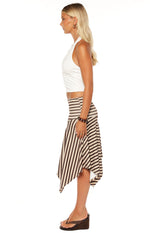 Brighton Brown Stripe Asymmetrical Midi Skirt Image