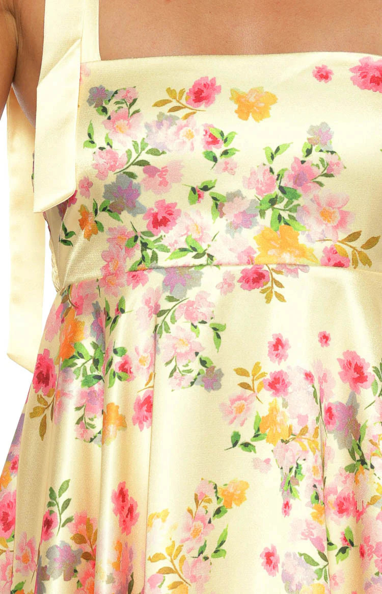 Brilliana Yellow Bloom mini Dress Image