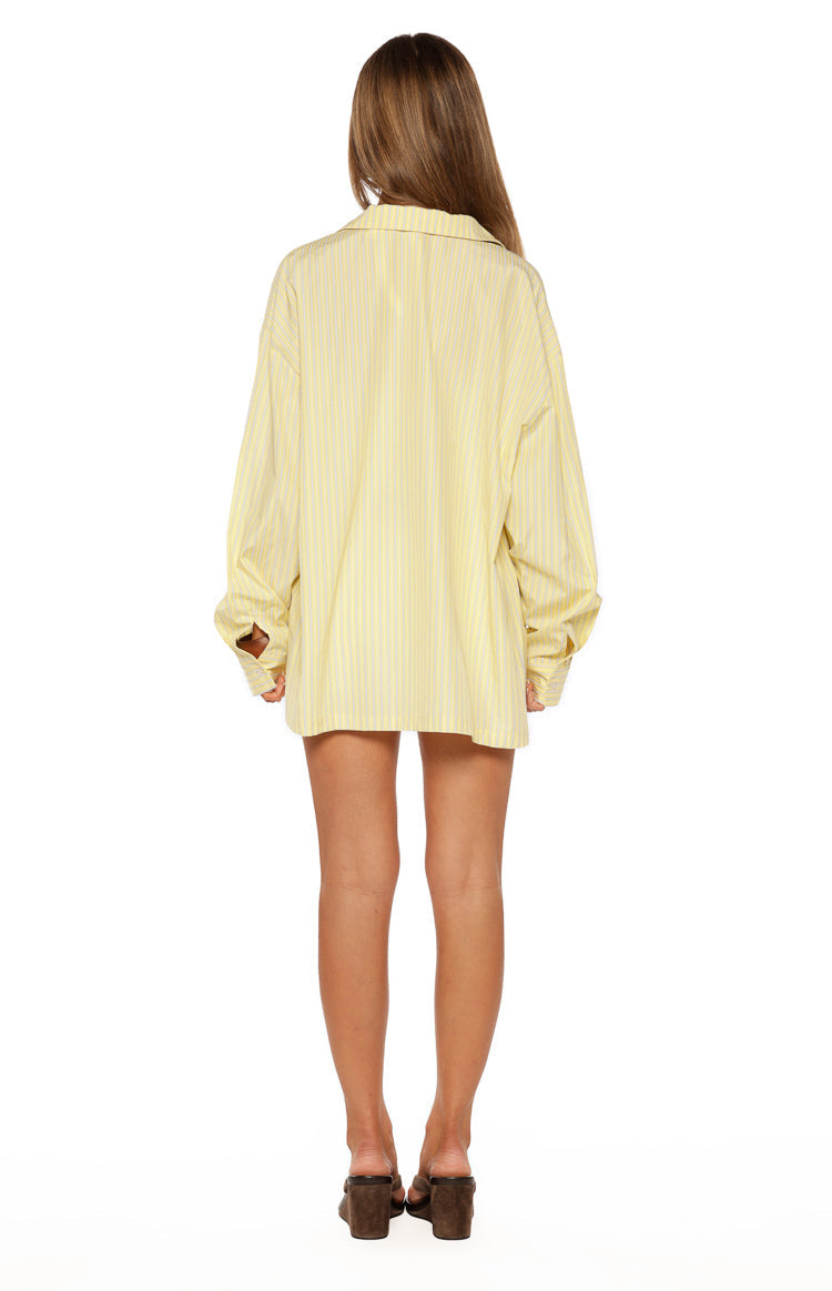 James Yellow Stripe Button up Long Sleeve Shirt Image