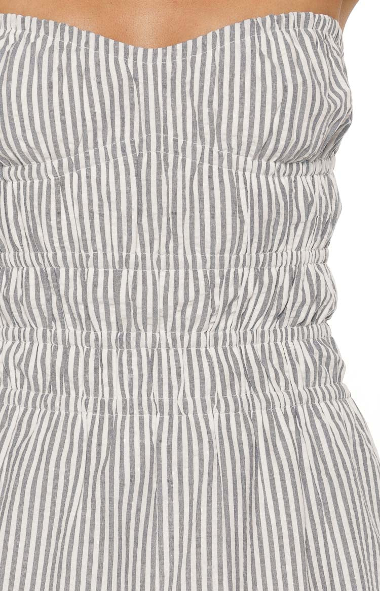 Calvin Blue Stripe Strapless Mini Dress Image