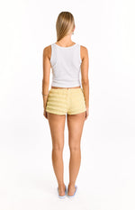 Carlie White Beaded Hibiscus Ribbed Tank Top Image