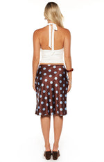 Charlize Brown and Blue Polka Dot Midi Skirt Image