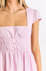 Clairo Light Pink Stripe Cap Sleeve Mini Dress Image