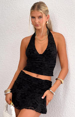 Clancy Black Velvet Mini Skirt Image