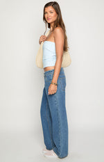 Clara Star Mid Wash Denim Low Rise Jeans Image
