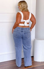 Clara Star Mid Wash Denim Low Rise Jeans Image