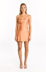 Claudie Orange Strapless Satin Mini Dress Image