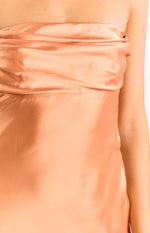Claudie Orange Strapless Satin Mini Dress Image