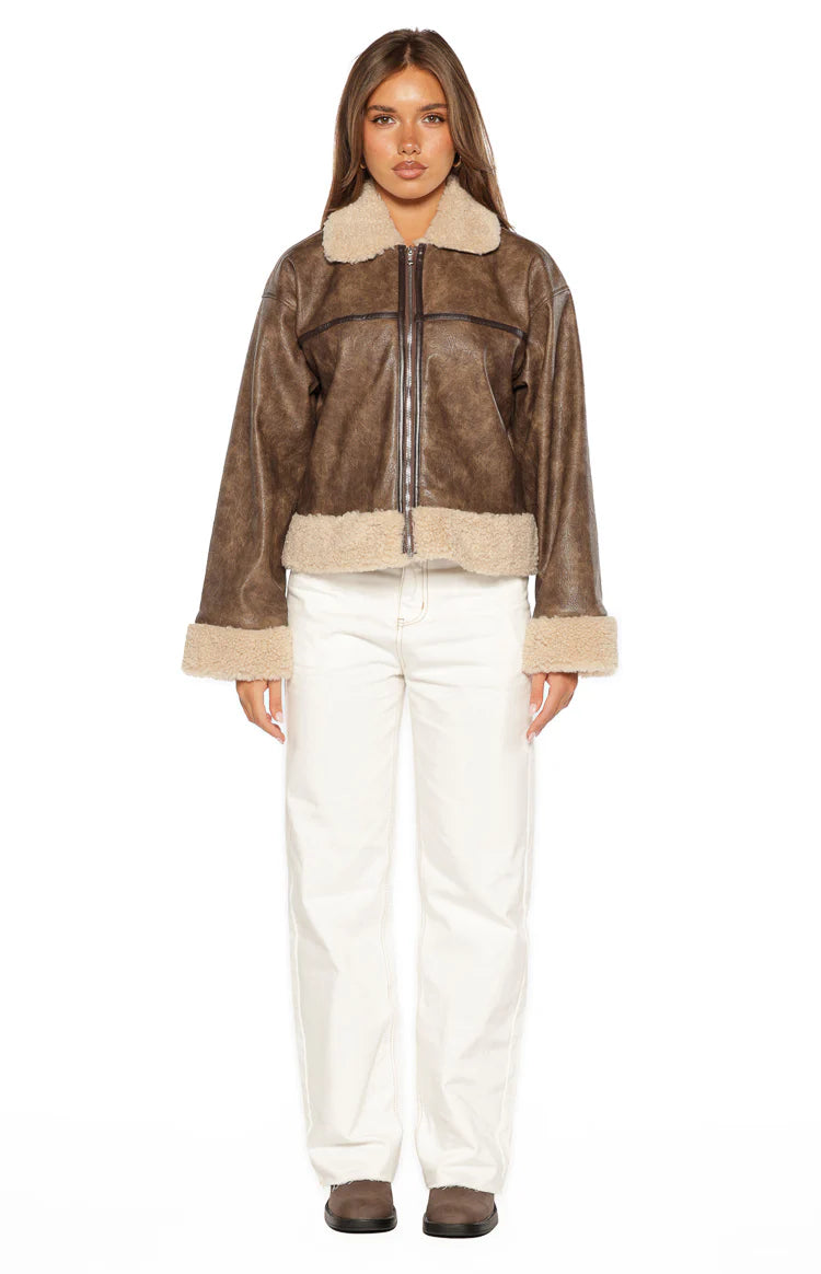 Cloud Brown Aviator Jacket Image