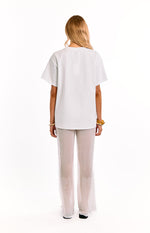 Cordelia White Sequin Wide Leg Pants Image