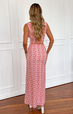 Dahlia Pink And Red Speckled Maxi Skirt Image
