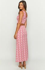 Dahlia Pink And Red Speckled Maxi Skirt Image