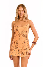 Dayan Orange Beaded Party Mini Dress Image