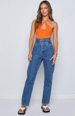 Debbie Orange Halter Bodysuit Image