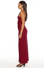 Del Mar Burgundy Crepe Formal Maxi Dress Image