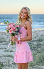 Deloris Pink Crepe Party Mini Dress Image
