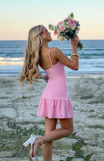 Deloris Pink Crepe Party Mini Dress Image