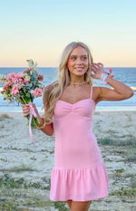 Deloris Pink Crepe Party Mini Dress Image