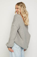 Delvey Grey Chunky Knit Sweater Image