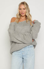 Delvey Grey Chunky Knit Sweater Image