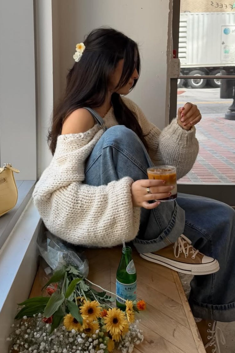 Delvey Cream Chunky Knit Sweater Image
