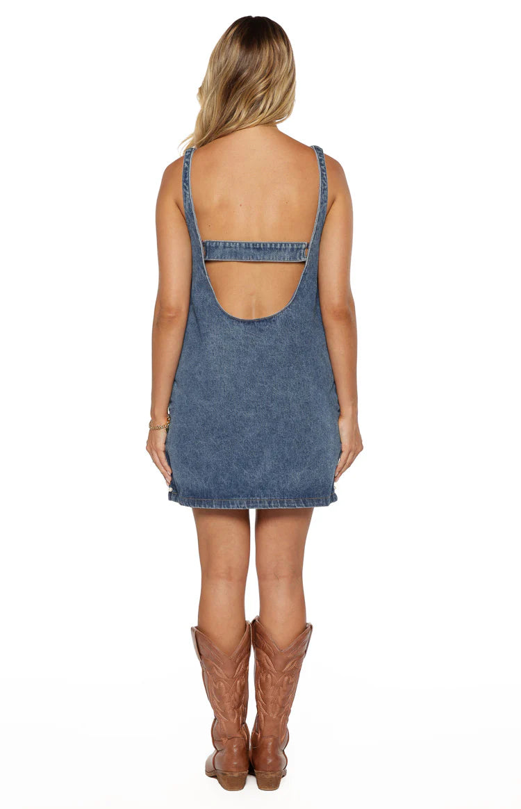 Demi Denim Pearl Detail Mini Dress Image