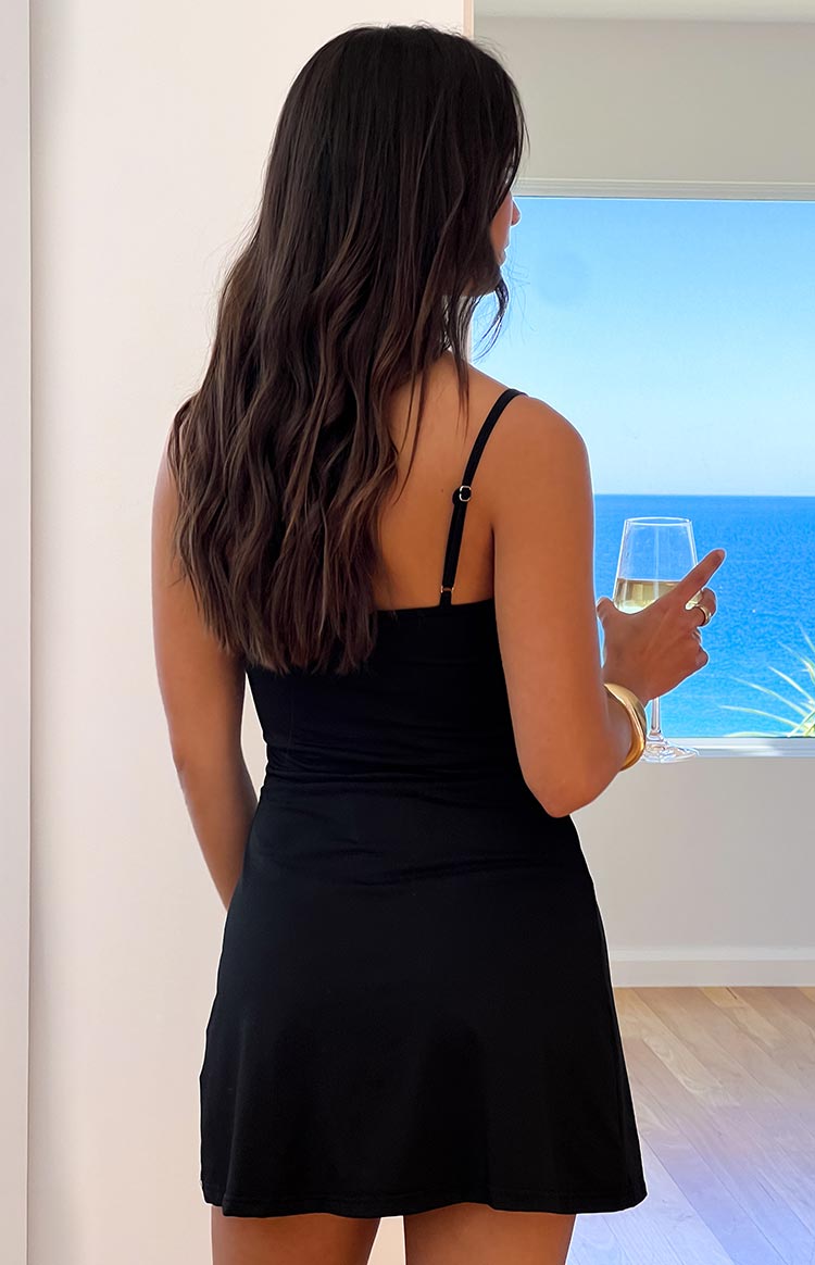 Denzel Black Ruched Mini Dress Image