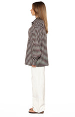 Devyn Brown Plaid Button Up Long Sleeve Shirt Image