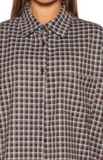 Devyn Brown Plaid Button Up Long Sleeve Shirt Image
