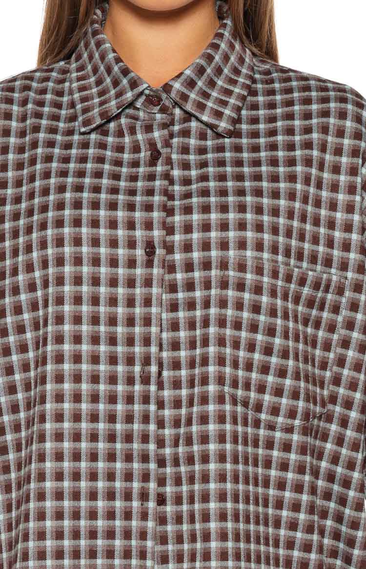 Devyn Brown Plaid Button Up Long Sleeve Shirt Image