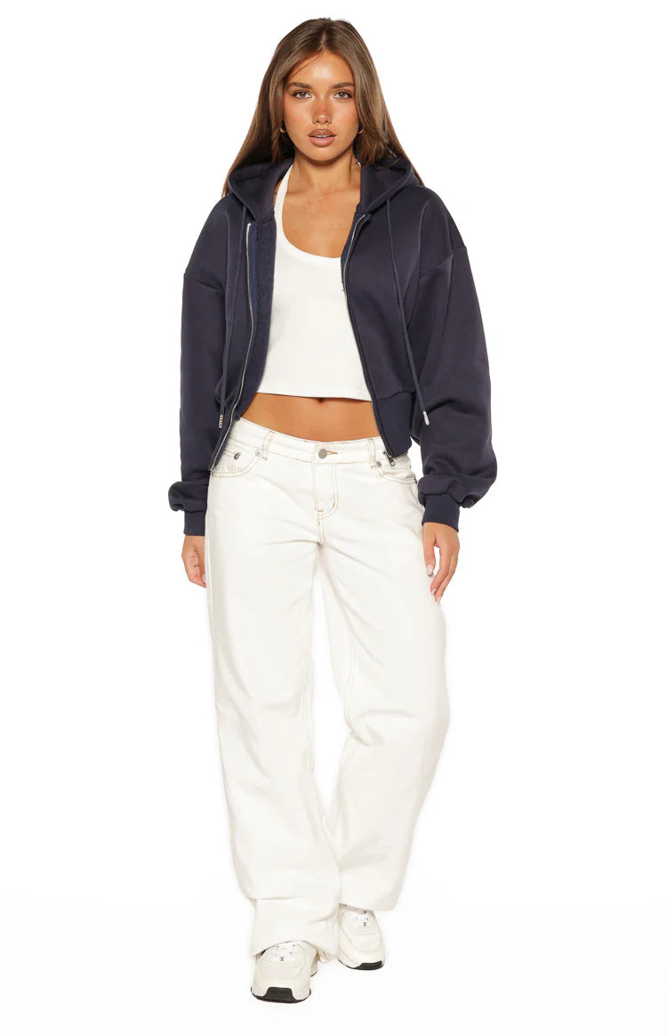 Dora Navy Zip Hoodie Sweater Image