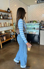 Dori Blue Zip Stripe Knit Sweater Image