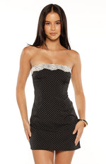 Earlette Black Polka Dot Lace Mini Dress Image