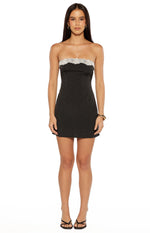 Earlette Black Polka Dot Lace Mini Dress Image