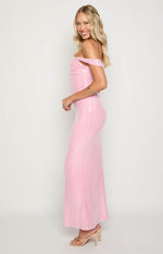 Ella Pink Sequin Off Shoulder Formal Maxi Dress Image