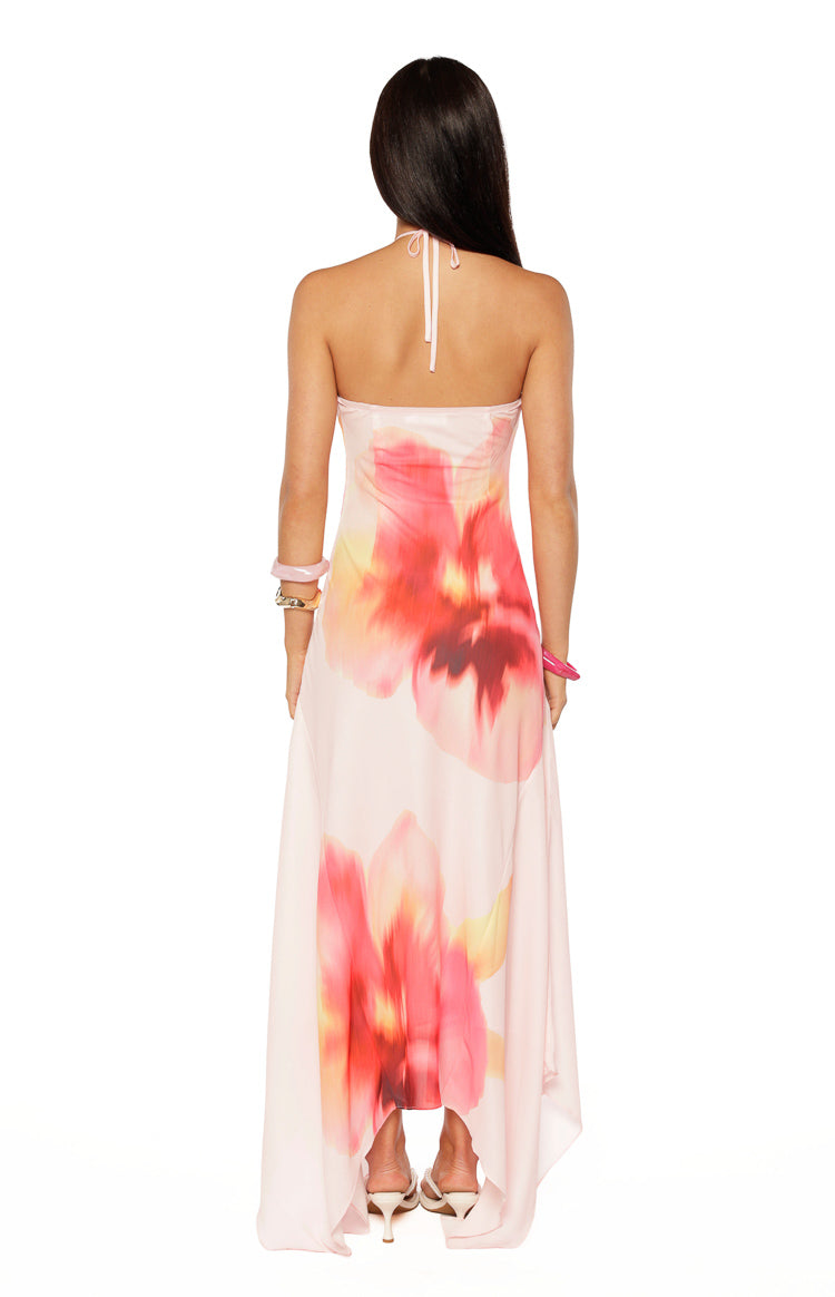 Elowen Pink Floral Halter Maxi Dress Image