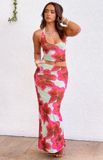 Elsa Green Floral Maxi Skirt Image