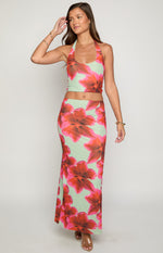 Elsa Green Floral Maxi Skirt Image