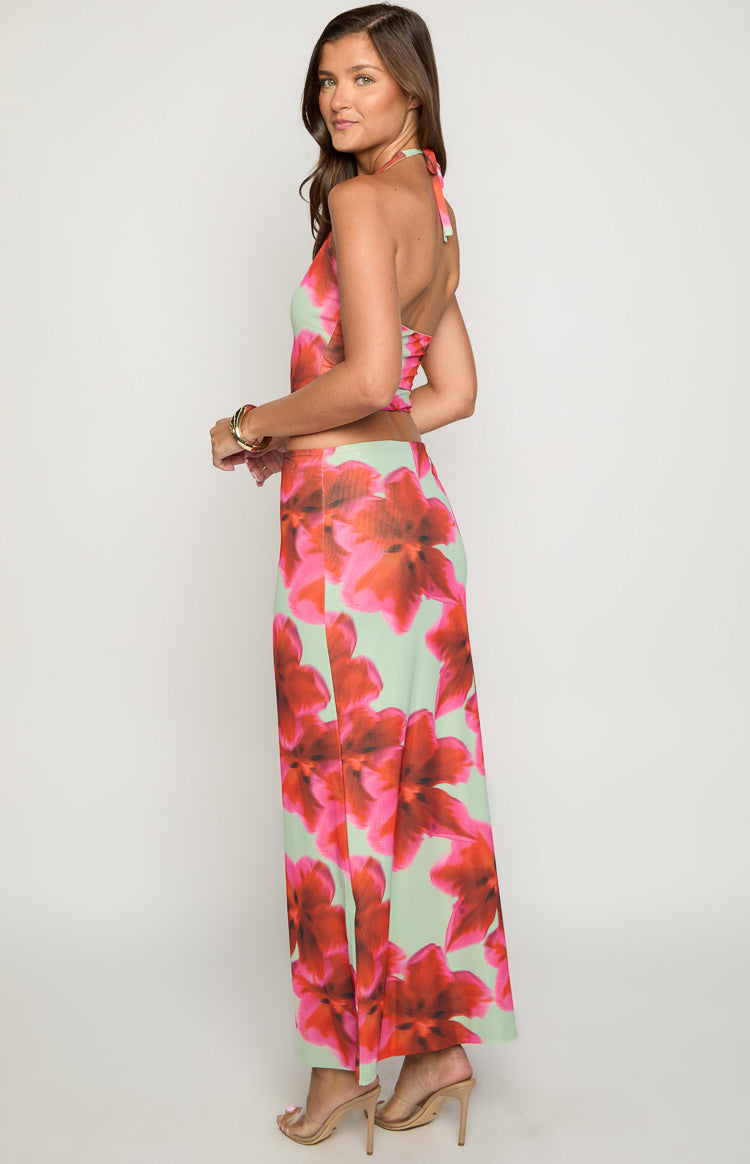 Elsa Green Floral Maxi Skirt Image