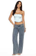 Elvi Blue Satin Corset Top Image