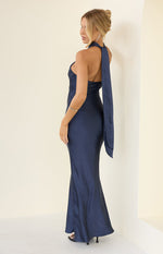Ember Navy Satin Maxi Dress Image