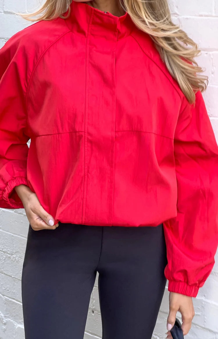 Enya Red Funnel Neck Sports Jacket Image