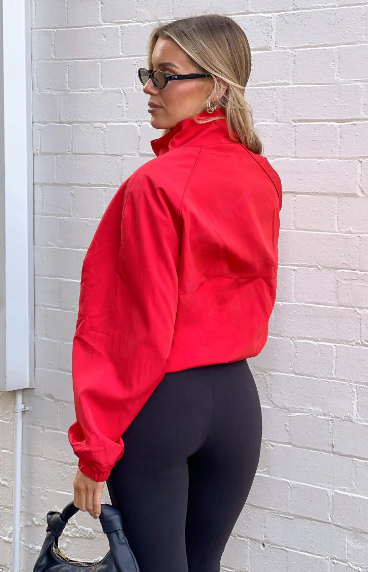 Enya Red Funnel Neck Sports Jacket Image