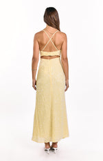 Fallon Yellow Sequin Cut Out Formal Maxi Dress Image