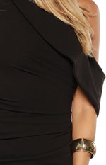 Farah Black Crepe Off Shoulder Maxi Dress Image