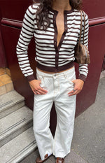Felix Scallop Edge White Denim Jeans Image