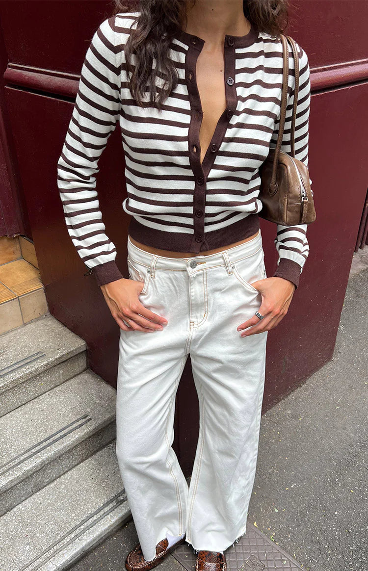 Felix Scallop Edge White Denim Jeans Image